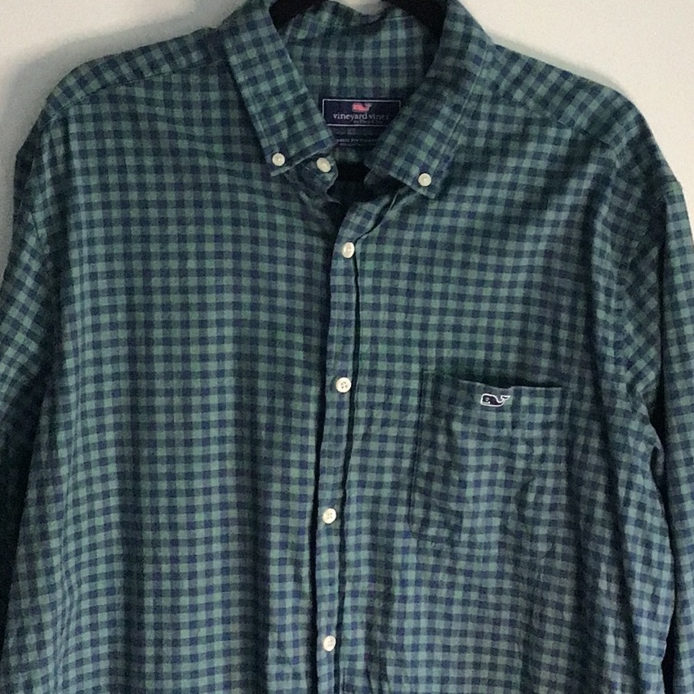 Vineyard Vines Green & Navy Button Down Shirt